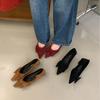 Huge Good-looking Pointed French Bow Wedge Heel Single Shoes Women's Shoes 2025 Spring and Autumn Temperament Commuting Red Small Heels