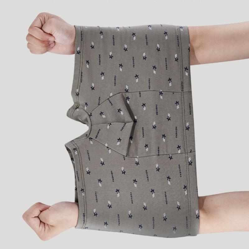 Men's Plus Size Patterned Cotton Boxer Shorts with Comfortable Waistband - Available In 1 or 5 Pcs