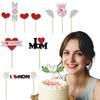 Toppers de Bolo para o Dia das Mães Eu Amo Mamãe Toppers para Cupcakes Corações com Glitter Flores Coroa Picks para Decoração de Bolo de Festa de Aniversário da Mamãe