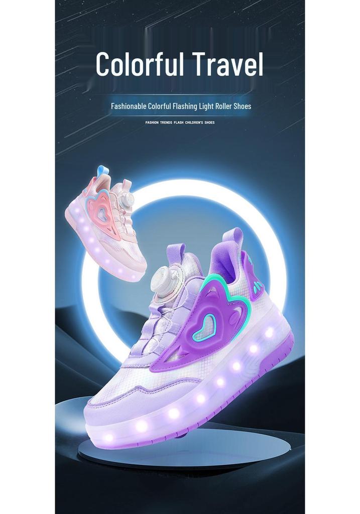 Wiederaufladbare LED Rollschuhe: Kinder- und Erwachsenen-Skates mit drehbaren Button-Rädern