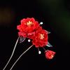 Red Silk Flower Ancient Style Hairpin and U-Shaped Pin Hair Accessory for Qipao, Hanfu, or Wedding