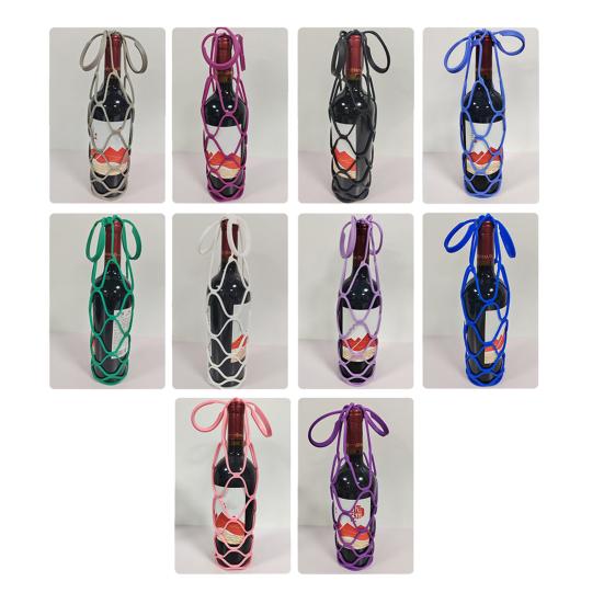 Silicone Storage Bag Wine Carrier Bag Multi-Use Drink Bottle Holder Mesh Coaster Kitchen Basket for Wine Bottles Fruits Vegetables