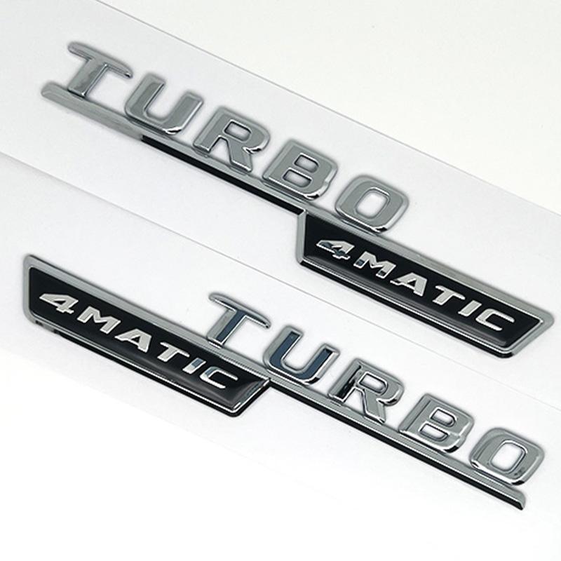 2 szt. Litery Samochodowe Naklejka Emblemat Błotnik Wykończenie Turbo 4matic Plus Dla Mercedes AMG A45 CLA45 C117 GLA45 GLE53 X247 Akcesoria
