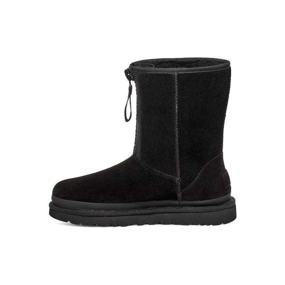 (WMNS) UGG Classic Short Zipper Tape Logo Boot Black Women s 1144035-BLK EU 36