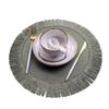 1PC Round Tassel Placemat Heat Resistant Mat Simple Jute Dining Table Mat Placemat for Wedding Homes Party Dining Table 38x38cm