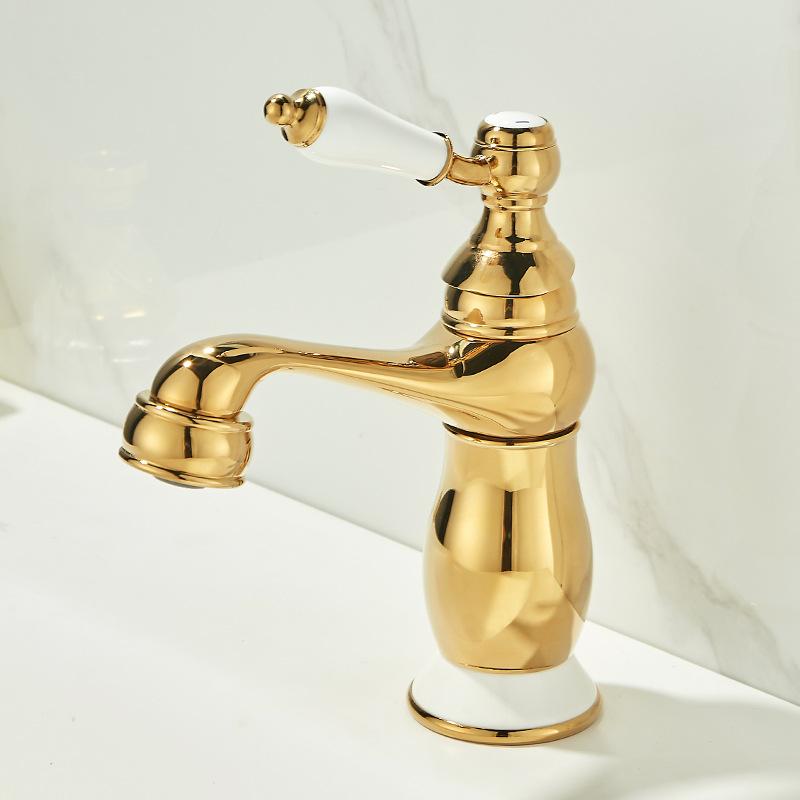 Antique Basin Faucet Gold Torneiras Bathroom Faucet Sink Faucet Single Handle Hole Faucet Basin Taps Hot Cold Mixer Tap Crane