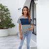 Women's Spring and Summer New Collision Striped Knit Shirt Top Slim Fashion T-shirt