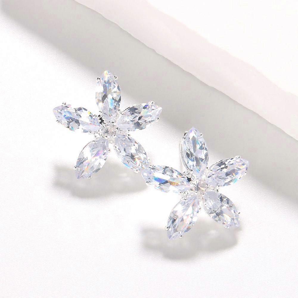 Temperament flower zircon earrings fashionable light luxury novel smart earrings earring accessories ladies earring gold