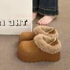 Hairy shoes for women wearing warm snow boots for winter 2026 short and thick cotton shoes with added fleece