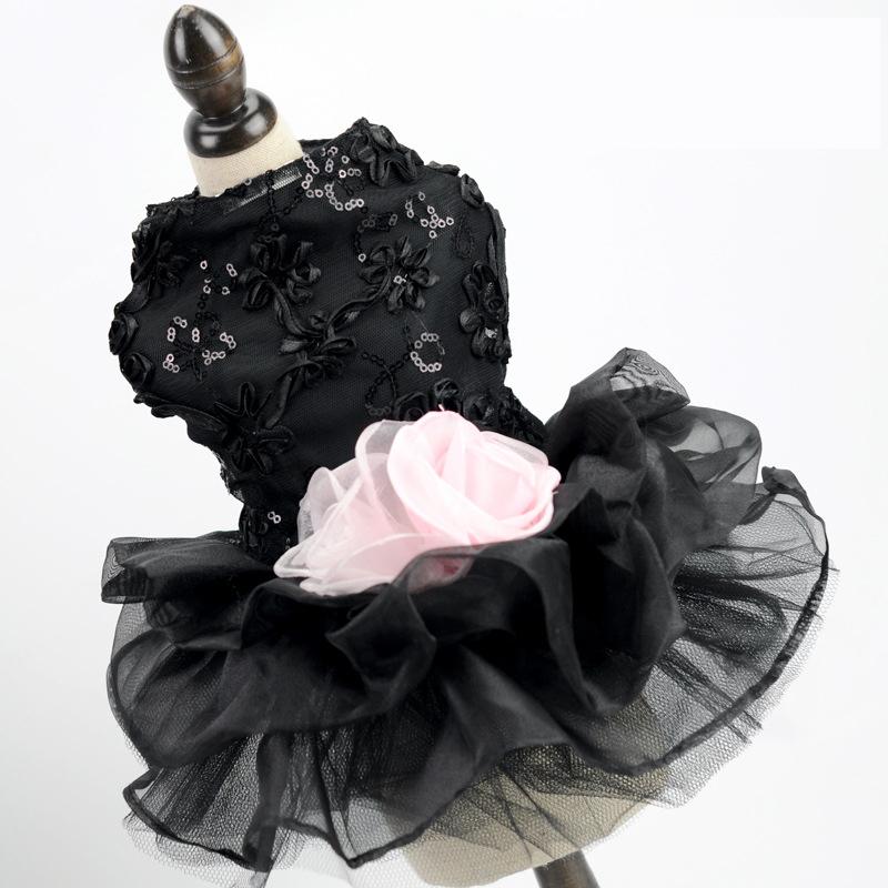 Black Dog Dress Princess Dress for Dog Lace Dog Wedding Dress Rose Flower Girl Dresses Party Dress Festival Clothes For Dogs