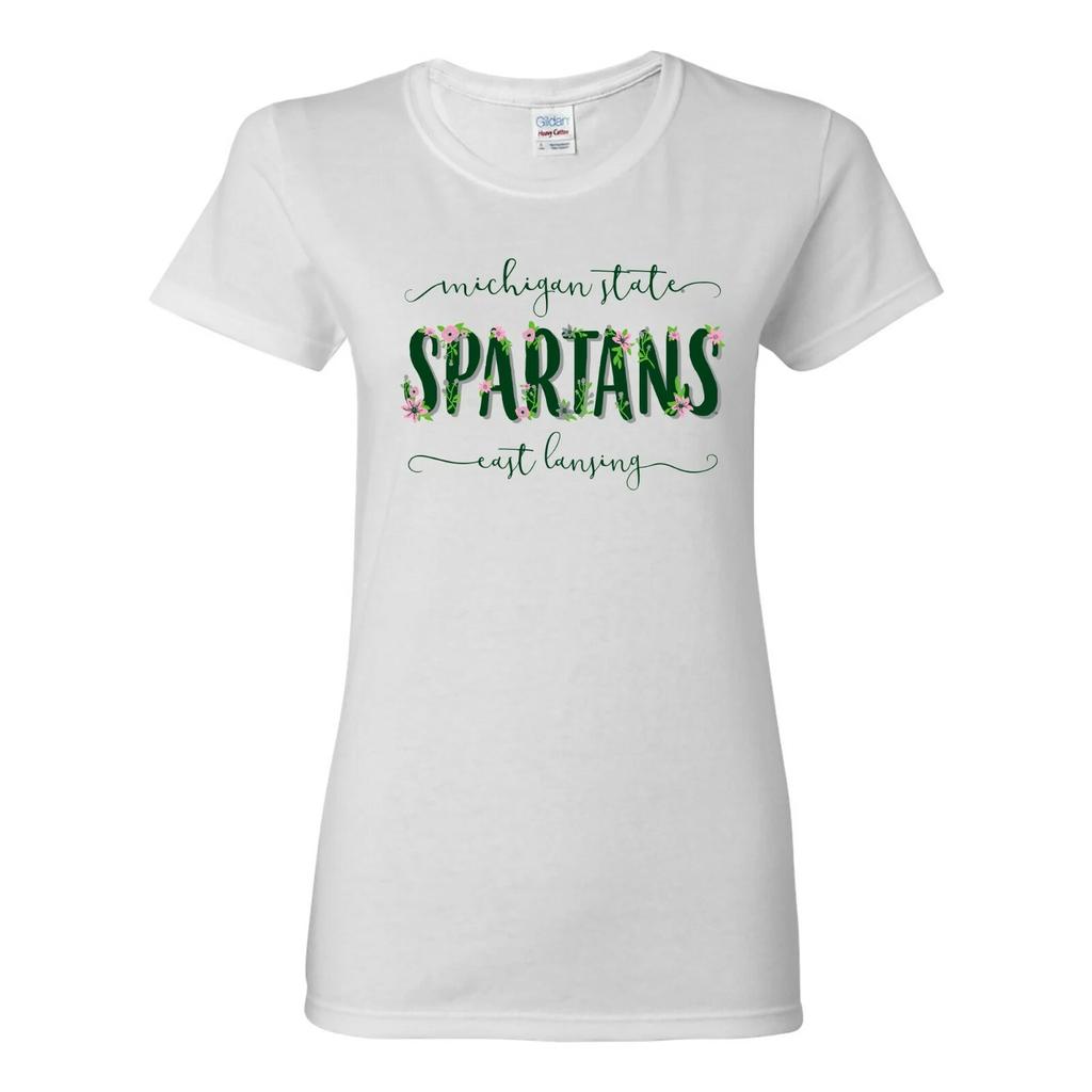Michigan State Spartans Floral Womens T Shirt - White