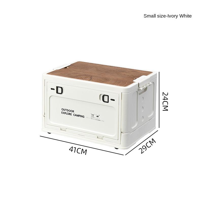 Wheels Folding Box Camping Outdoor Wooden Lid Storage Box Clothes as well as Books Storage Box Trunk Stall Box with Side Door
