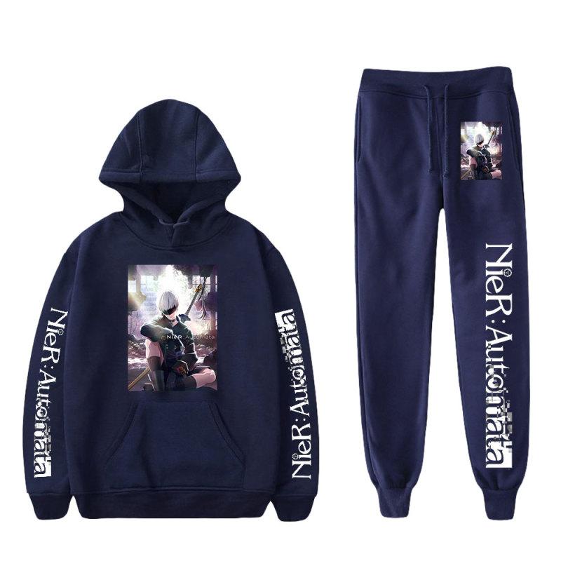 

NieRAutomata Ver1.1a 2D толстовки с капюшоном + спортивные штаны для отдыха спортивный костюм мужские и женские комплекты 5XL