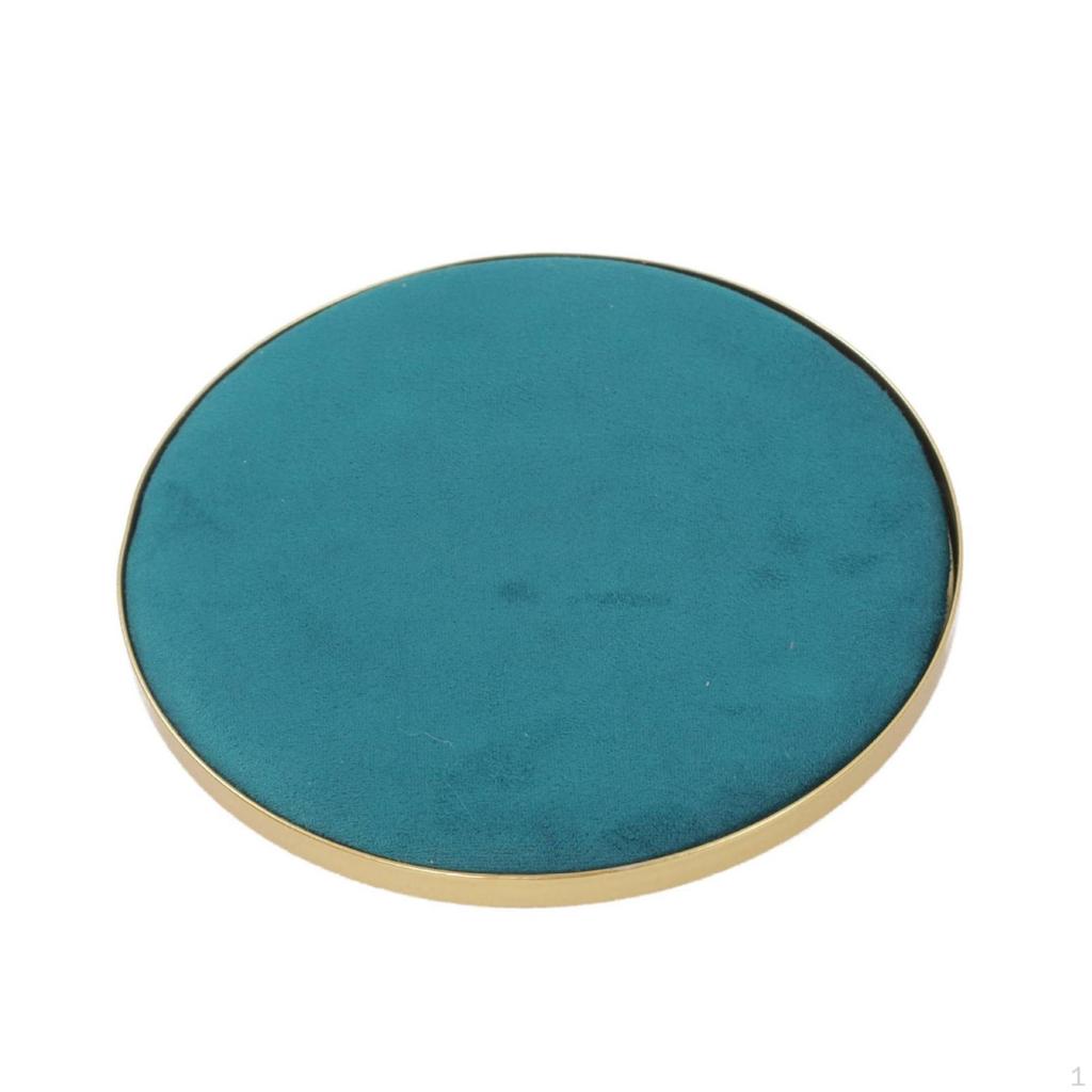 Jewelry Display Tray Round with Metal Rim Soft for Boutique Counter