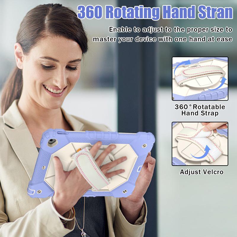 iPad 10.2 Contrast Shoulder Strap Case: 360° Rotating, Dual-Layer, Silicone Protective Cover for iPad 9/8/7