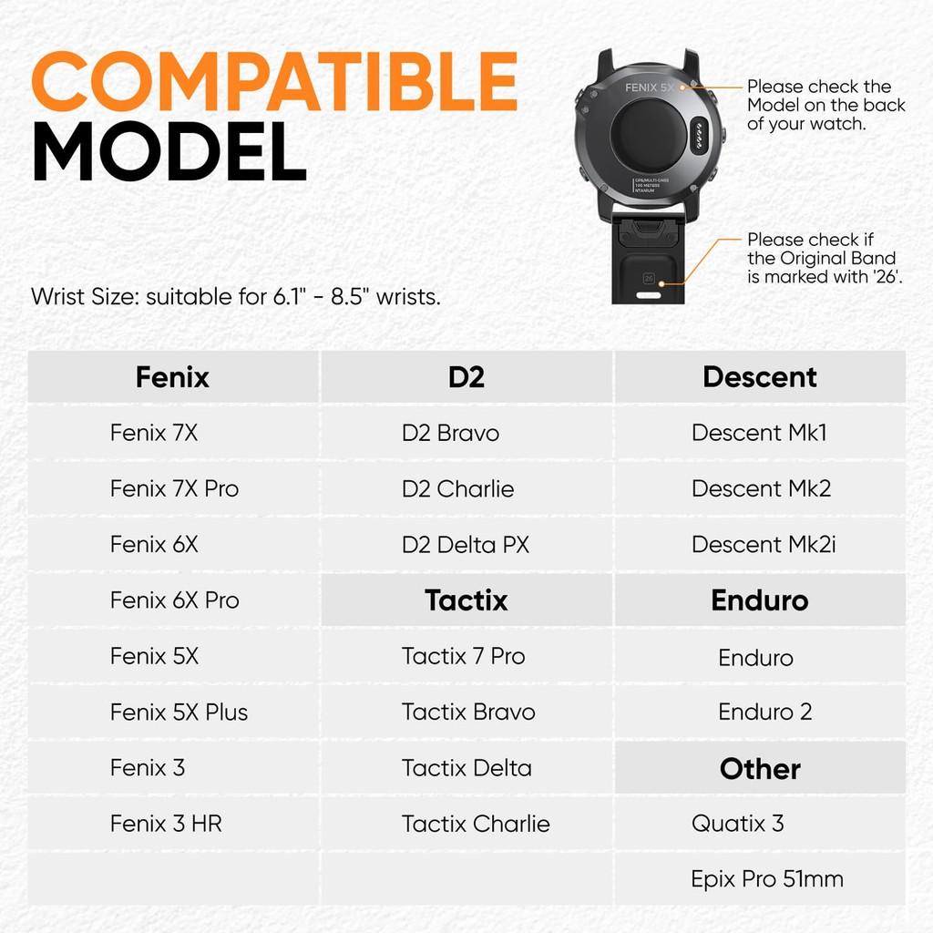 26mm Quick Release Strap for Garmin Fenix 8 51MM 7X 6x 5x 3 TACTIX 7 Enduro 3 2 Descent Mk3 2 1 Quaitx3 Instinct 2x Watch Accessories