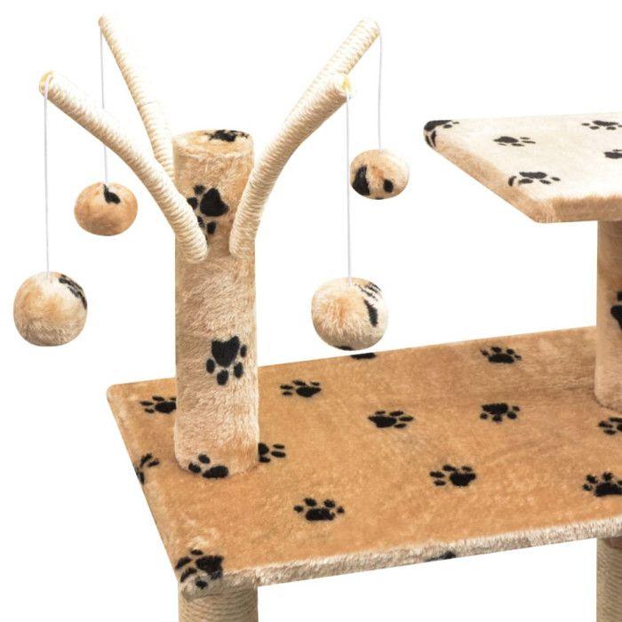 Arbre à chat - vidaXL - 125 cm - Beige - Griffoir en sisal - Pour chats moyens