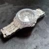 Icediamond Men's 42mm Gold Plated Quartz Watch with Baguette CZ Diamonds, Round Dial, and Zirconia Stones