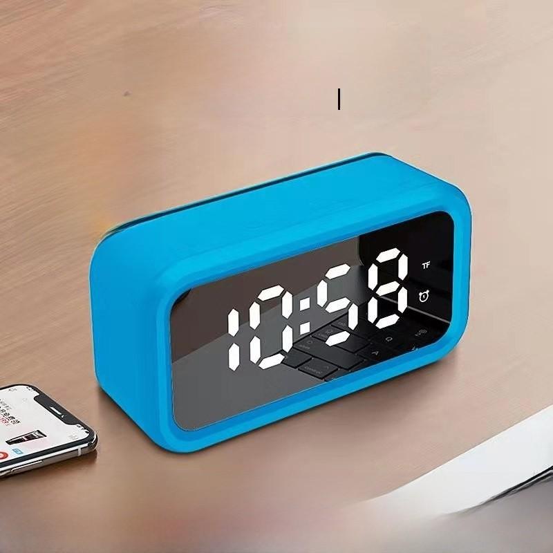 Digital Alarm Clock With Bluetooth Speaker And Mirror Display For Bedroom Decor