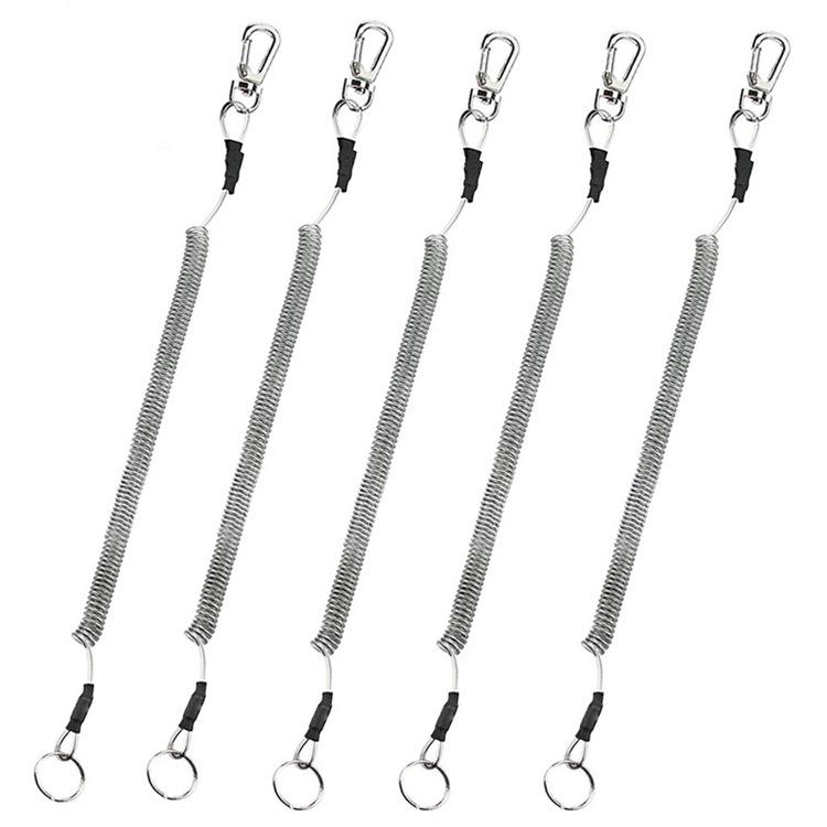 Elastic Steel Wire Keychain Lanyard for Fishing