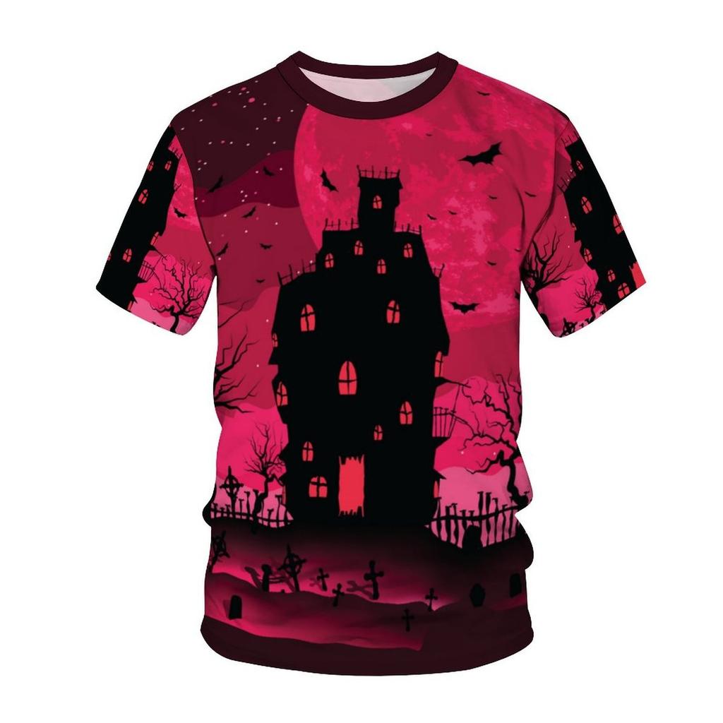 SHUNAICHI Halloween Christmas Gift Halloween Party Men's Costume 3D Digital Printing Pumpkin T-Shirt Crew Neck Loose T-Shirt Top