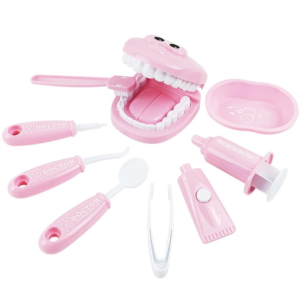 9 Piece Children S Dental Toy Set, Pretend Play Medical Toy (accessories As Shown) Pink