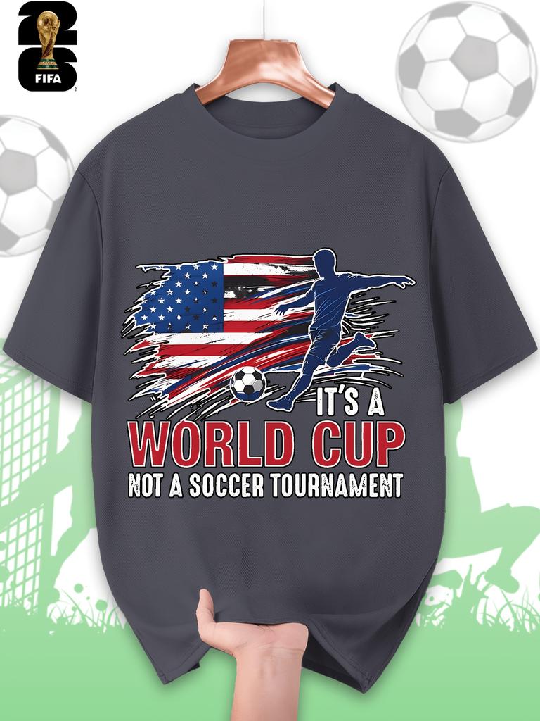 This FIFA World Cup-themed Short-sleeved T-shirt Is Designed Specifically for Men, Featuring a Crew Neck Style