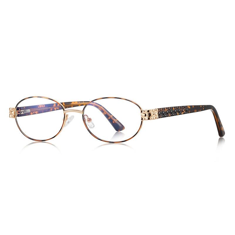 Blue Light Glasses Eyeglass Oval Metal Far Alloy For Spectacle sighted UV400 Sexy Elegant Blocking Presbyopic Woman Leopard Blocking Frame Reading