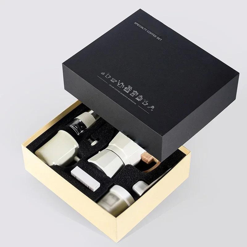 Espressokoker Moka Pot Manuell Kaffekvernsett Kaffekanne Vintage Trehåndtak Kaffekjele Utendørs Camping Kaffeutstyr