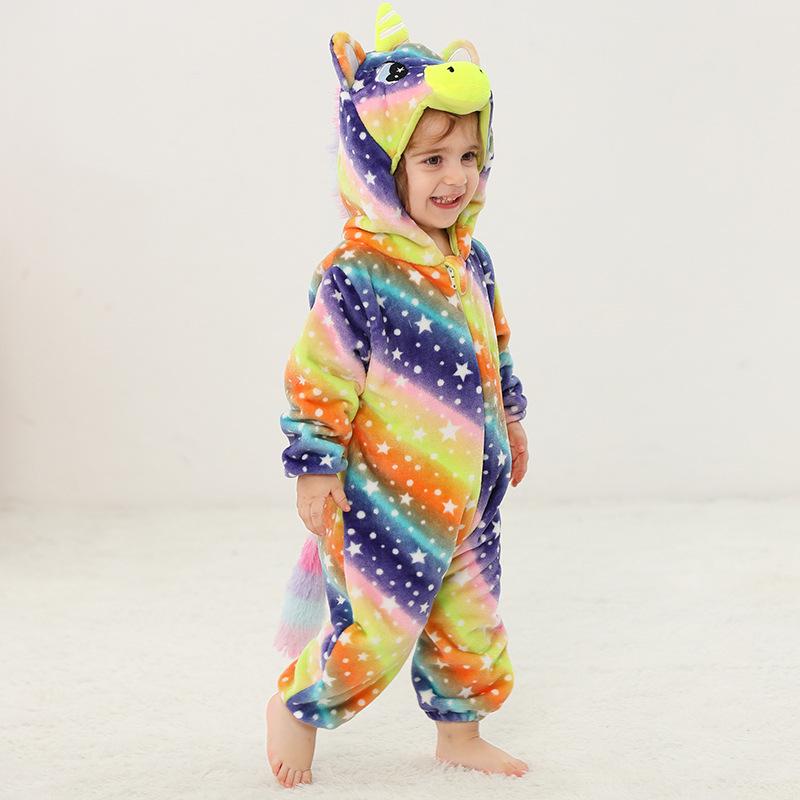 

Mengqili Unicorn Flannel Jumpsuit for Infants and Toddlers 100 (Height 80-90cm)