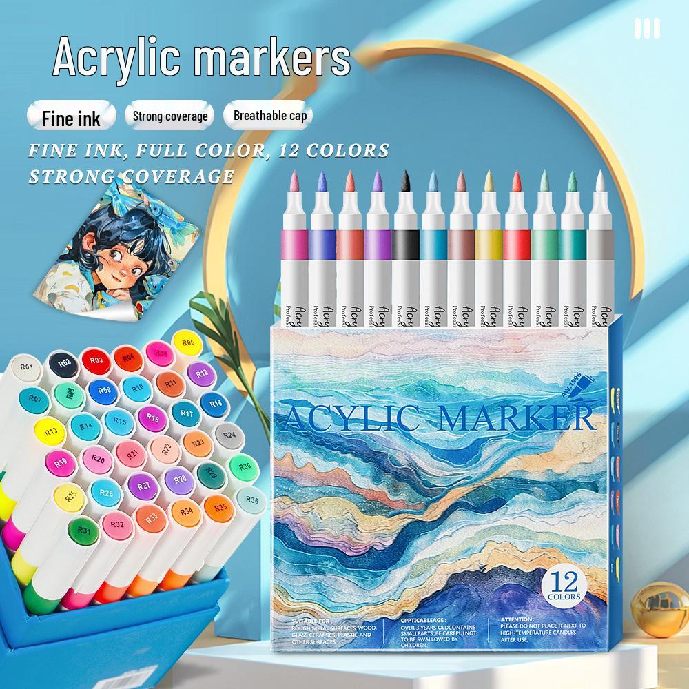 Soft Tip Acrylic Marker Set - Kids' Graffiti & Drawing Pens, No Pressure Needed, Fade-Resistant, Multi-Color Watercolor Brushes