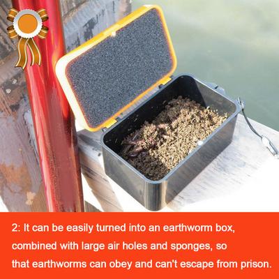 Double-Layer Live Bait Box Fishing Tackle Box Fishing Box with Hand Rope Fishing Accessories Red Worm Earthworm Lure Plastic Box