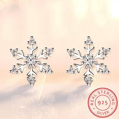 Luksusa Snowflake Stud Auskari Sievietēm 925 Sterling Silver Auskari Boucle of Oreille auskari S-E582