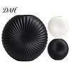 Modern Entrance Table Decor Oblate Circular Radial Texture Decorative Vase, Floral Container for Living Room Entryway, Dining Flower Vessel
