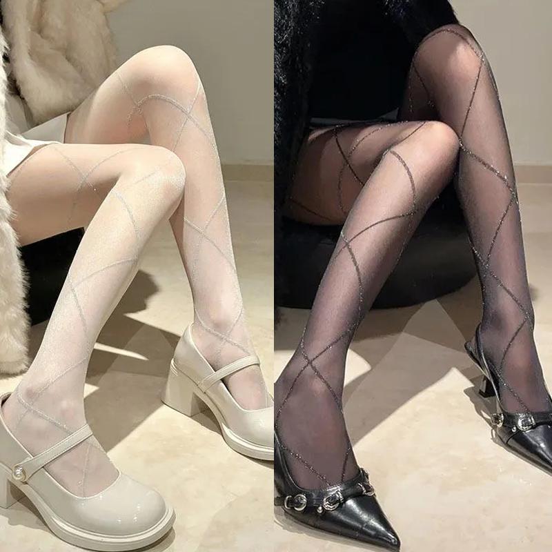 Diamond Grid Print Stockings Lingeries Spring Summer Ultra-thin Leggings for Girls Tights NightClub Party Gift Women Pantyhose