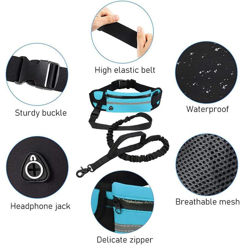 Outdoor Sport Pet Waist Bag Traction Rope Reflective Anti Explosion Pet Traction Rope Stretchable Elastic Belt For Dog Leash