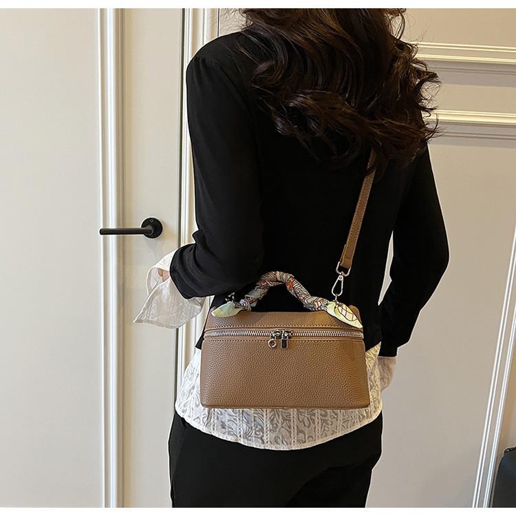 Silk Small Box Scarf Bag Stitching Detail Inner Zip Pocket Urban Bags Travel