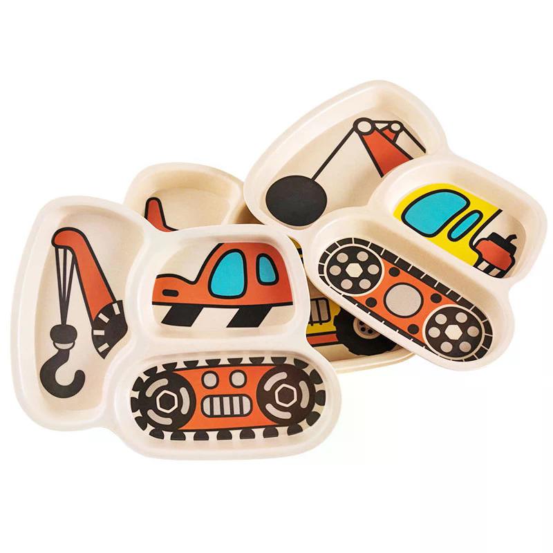 Kids Plates Set, Plate Fork And Spoon 3-Piece Set - Toddler Plates Dinnerware Dinner Dish Set Baby Feeding Divided Plate