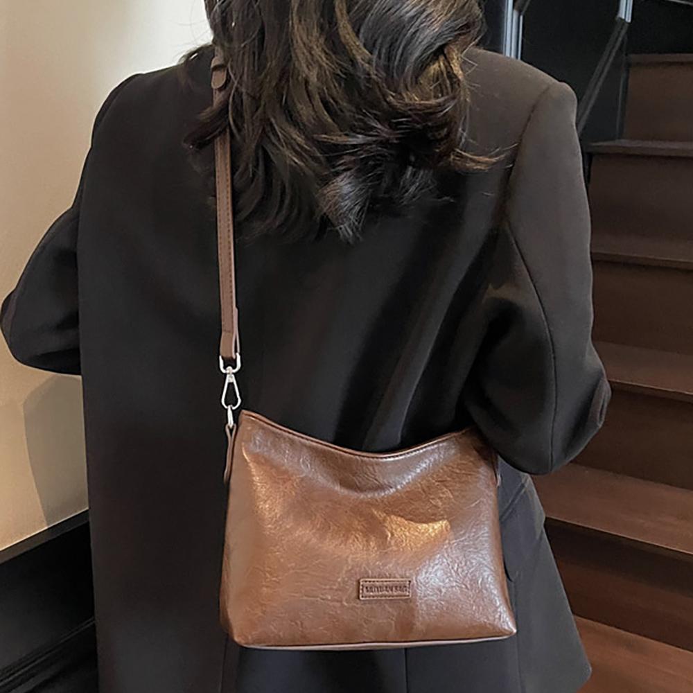 Simple Solid Color Crossbody Bags Women High Quality Commuting Daily Pack Korean Style Bucket Single Shoulder Bag Lady Handbags