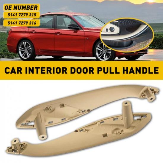 For BMW Beige Front Left Right Car Door Interior Trim Pull Handle Armrest Pair