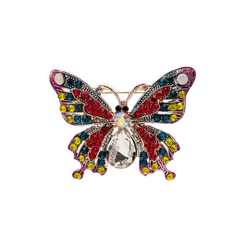 Personalisierte mit Diamanten besetzte Metallbrosche Kragenstift Kollektion, High-End Anti-Licht Blume Schmetterling Krone Brosche