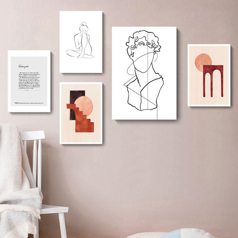 Wohnzimmer Dekorative Leinwand Malerei Künstlerische Abstrakte Schwarz und Weiß Linien Zeichen Geometrische Farbe Block Wand Kunst Leinwand