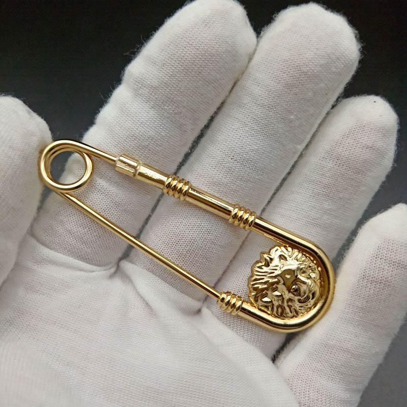 1pz Lega Metallica Doppia Testa di Leone Spille Spilla Elegante alla Moda Fai da Te Spille di Sicurezza Donna Cintura Chiusura Artefatto Uomo Giacca da Abito Decorazione