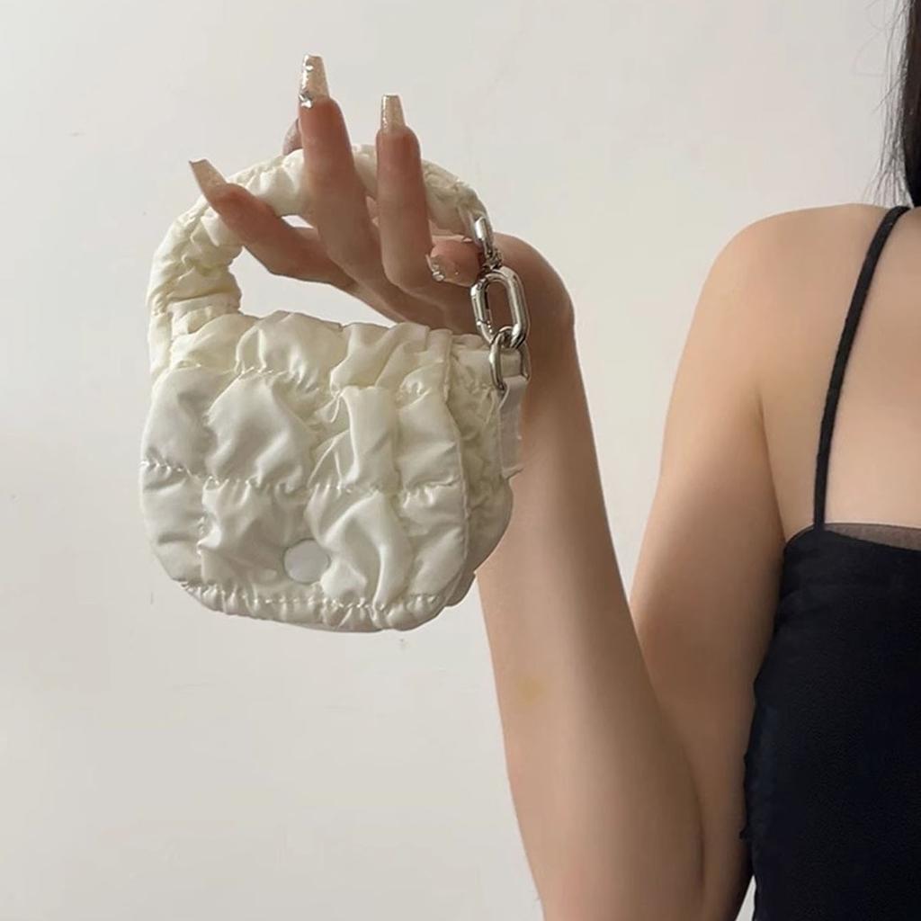 Mini Change Bag, Pendant Clutch Bag, Autumn And Winter Cloud Pleated Bag, Portable Decorative Versatile Small Bag.