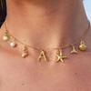 Charm Gold Color A-Z Pendant Alphabet Choker Necklace Women Shell Conch Starfish Initial Letter Necklaces Boho Beach Jewelry