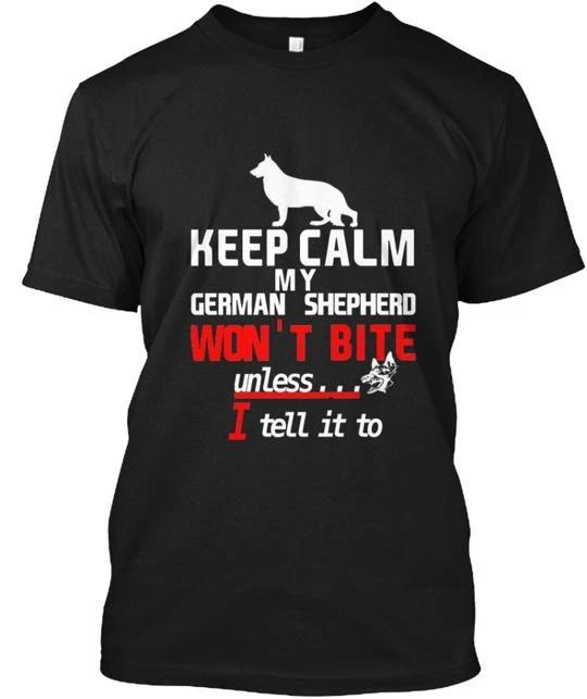 

KEEP CALM GERMAN SHEPHERD Tee 100% Cotton T-shirt Mens Tees Top Made in the USA T-Shirt Tee Top Unisex S