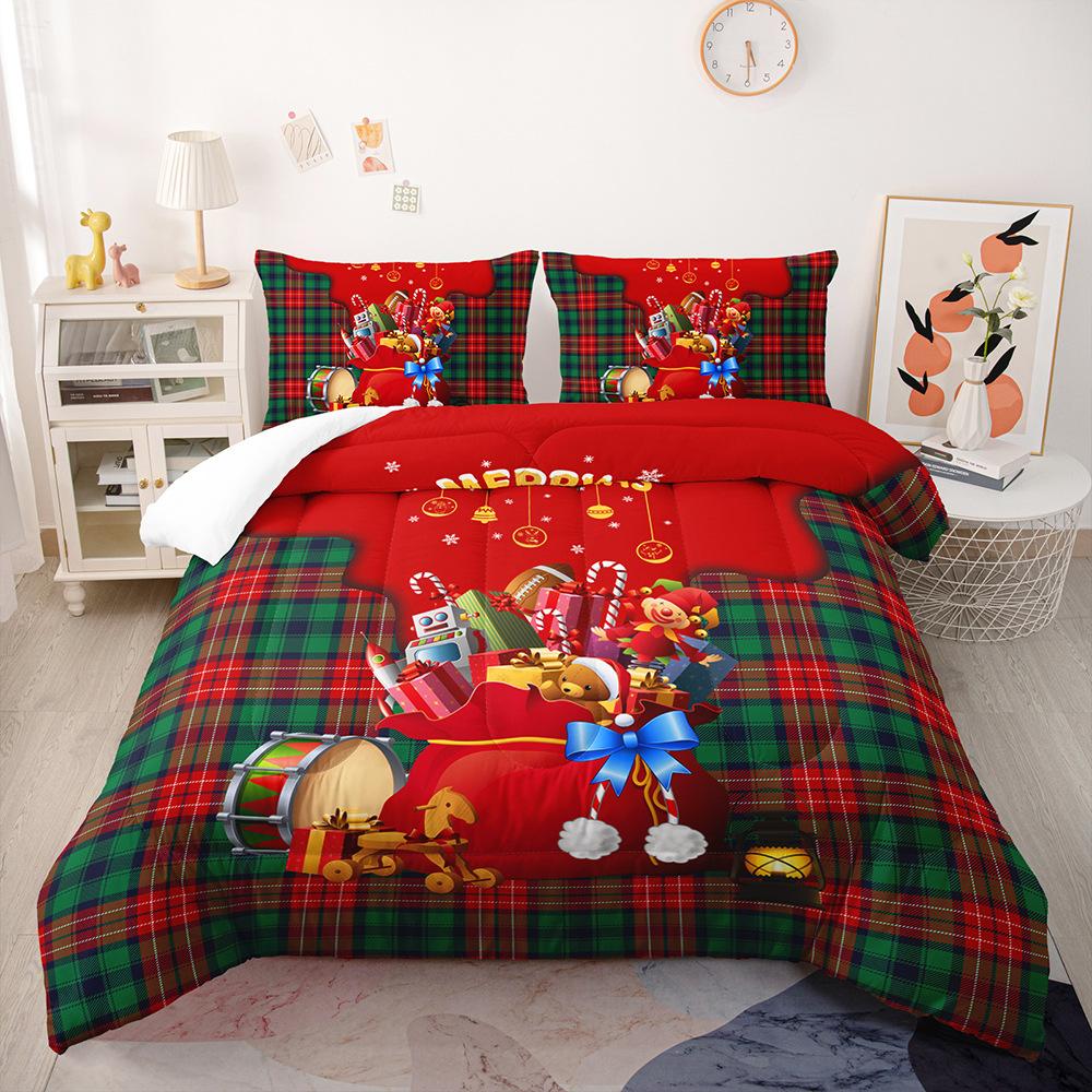 Festive Santa Claus Duvet Cover Set Christmas Comforter Cover Merry Christmas Bedding Sets Winter Snow Holiday Quilt Cover
