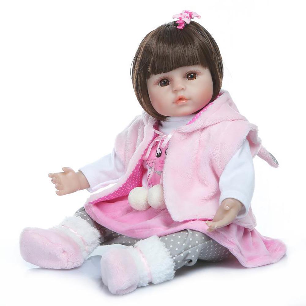 46cm Cloth-Body Silicone Baby Doll - Cute Birthday Gift for Children