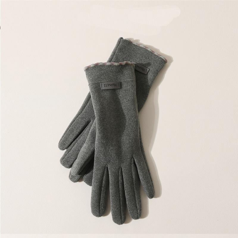 

Новые перчатки, женские осенне-зимние бархатные, теплые и ветронепродуваемые, для вождения на открытом воздухе, для электромобиля, можно касаться экрана темно-серого