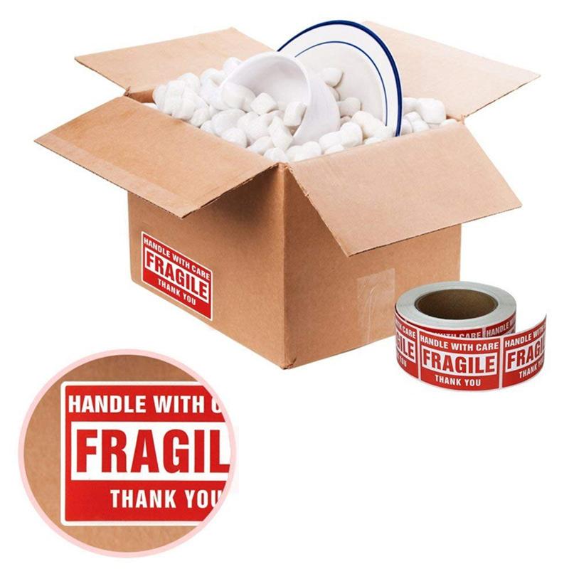 1000/500PCS English Fragile Stickers The Goods Please Handle With Care Warning Express Labels DIY Supplies